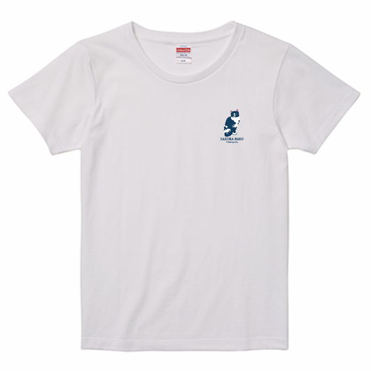 桜猫イラストのTシャツ